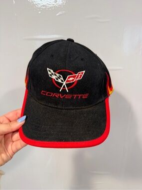 Corvette Black & Red Flame Baseball Cap